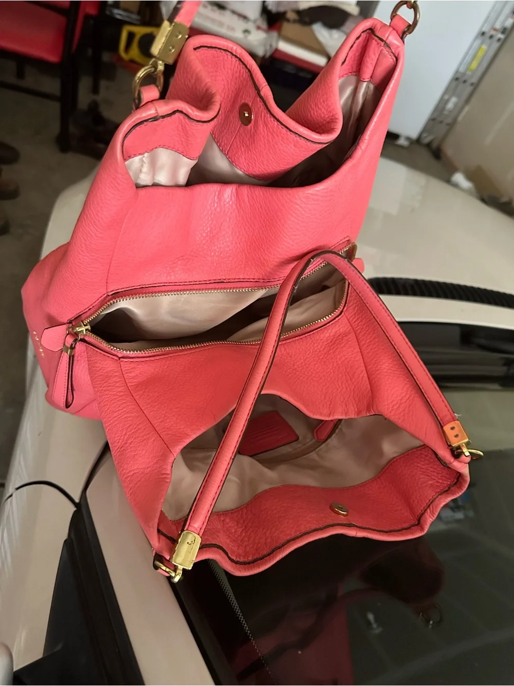 COACH Pink Pebbled Leather shoulder Bag